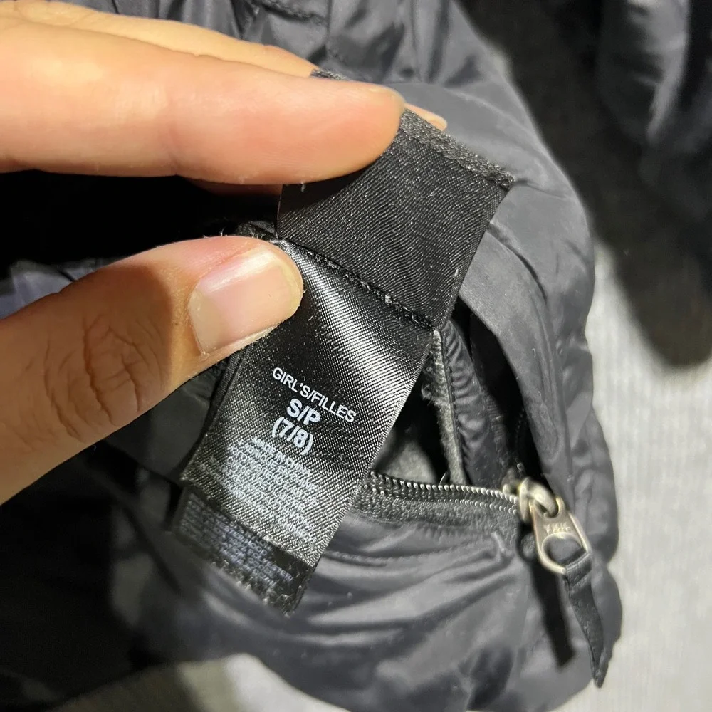 The North Face Reversible Puffer Jacket Girls S 7/8 Black Plaid 550 Down Hooded